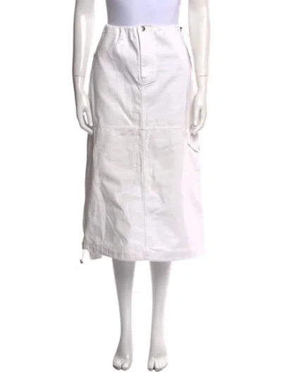 Pre-owned Staud Midi Length Skirt In White