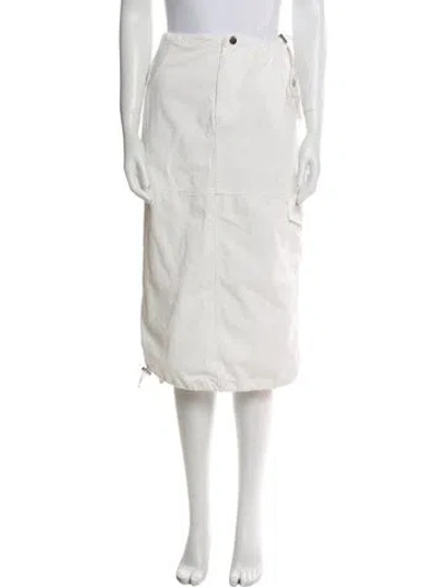 Pre-owned Staud Midi Length Skirt In White