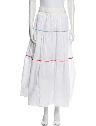 Pre-owned Staud Midi Length Skirt In White