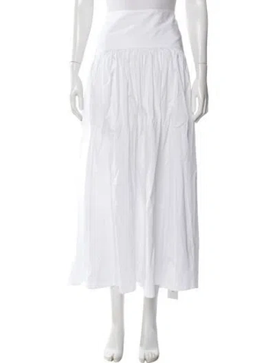 Pre-owned Staud Midi Length Skirt In White
