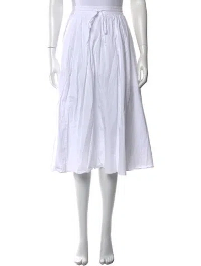 Pre-owned Staud Midi Length Skirt In White