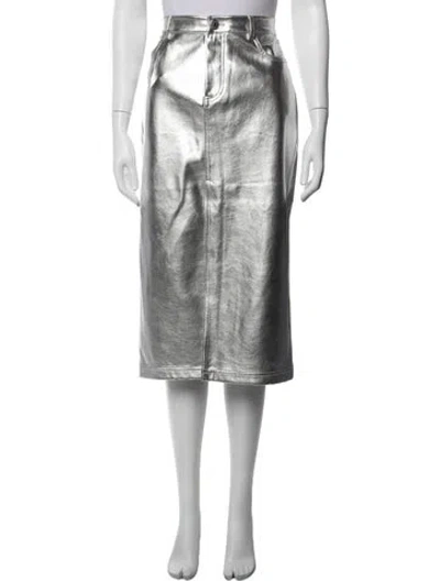 Pre-owned Staud Midi Length Skirt In White
