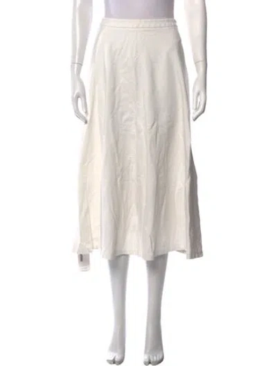 Pre-owned Staud Midi Length Skirt In White