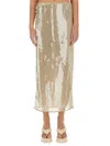Staud Casey Sequined Midi Skirt In Moon In Beige