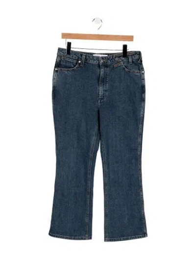 Pre-owned Staud Mid-rise Flared Jeans In Blue