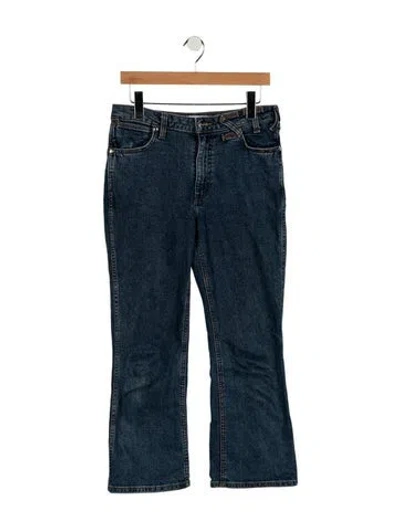 Pre-owned Staud Mid-rise Flared Jeans In Blue