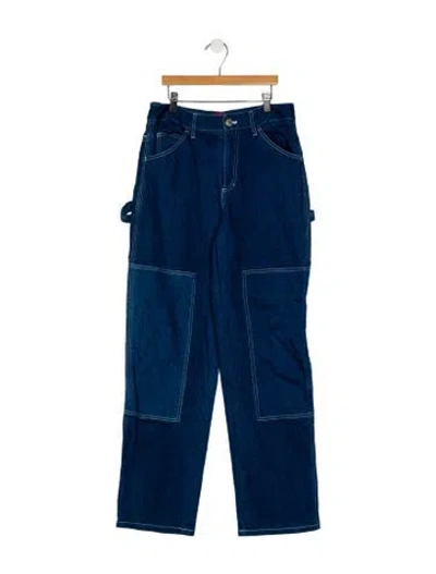Pre-owned Staud Mid-rise Straight Leg Jeans In Blue