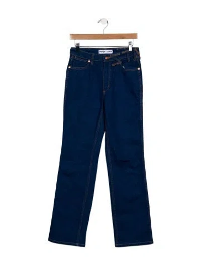 Pre-owned Staud Mid-rise Straight Leg Jeans In Blue
