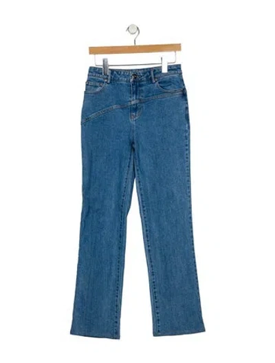 Pre-owned Staud Mid-rise Straight Leg Jeans In Blue
