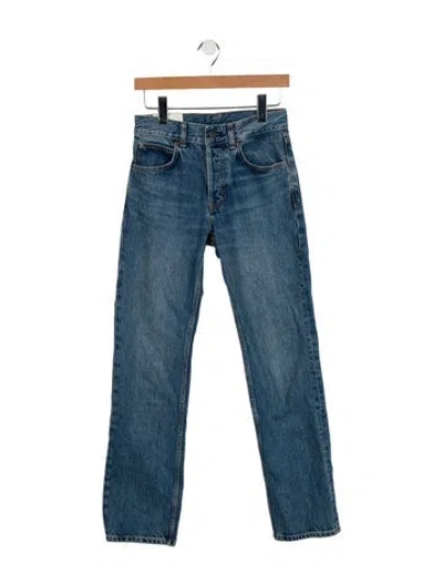 Pre-owned Staud Mid-rise Straight Leg Jeans In Blue