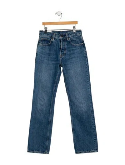 Pre-owned Staud Mid-rise Straight Leg Jeans In Blue