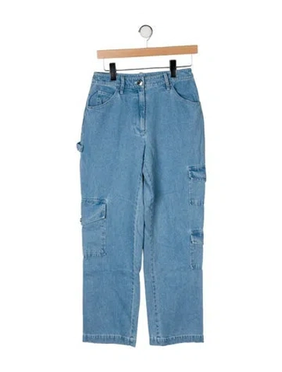 Pre-owned Staud Mid-rise Straight Leg Jeans In Blue
