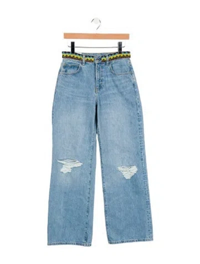 Pre-owned Staud Mid-rise Straight Leg Jeans In Blue