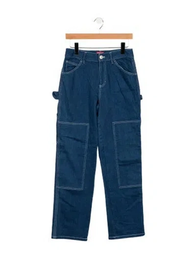 Pre-owned Staud Mid-rise Straight Leg Jeans In Blue