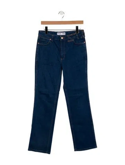 Pre-owned Staud Mid-rise Straight Leg Jeans In Blue