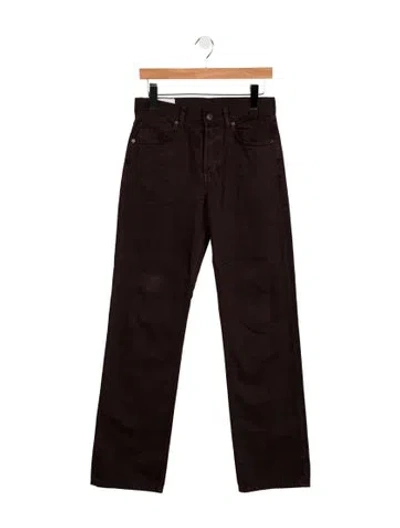 Pre-owned Staud Mid-rise Straight Leg Jeans In Brown