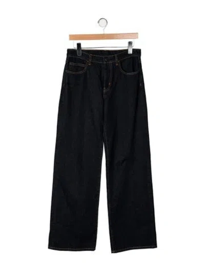 Pre-owned Staud Mid-rise Wide Leg Jeans In Black