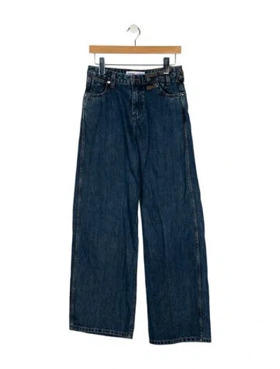 Pre-owned Staud Mid-rise Wide Leg Jeans In Blue