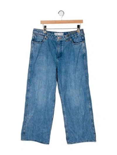Pre-owned Staud Mid-rise Wide Leg Jeans In Blue