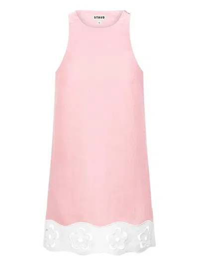 STAUD MIKA FLOWER-CUT LINEN DRESS