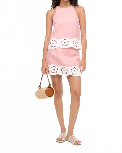 Staud Mika Linen Top In Faded Blush White In Pink