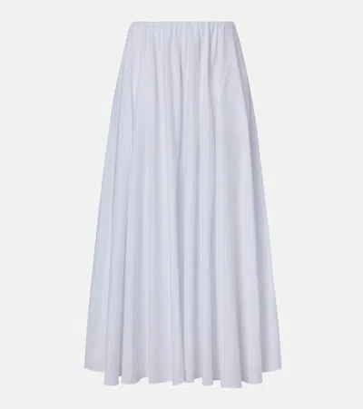 Staud Milano Pleated Cotton Maxi Skirt In White
