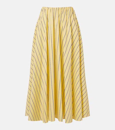 Staud Milano Striped Cotton Maxi Skirt In Yellow