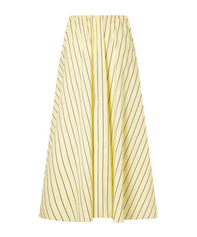 Staud Milano Striped Cotton-blend Maxi Skirt In Yellow