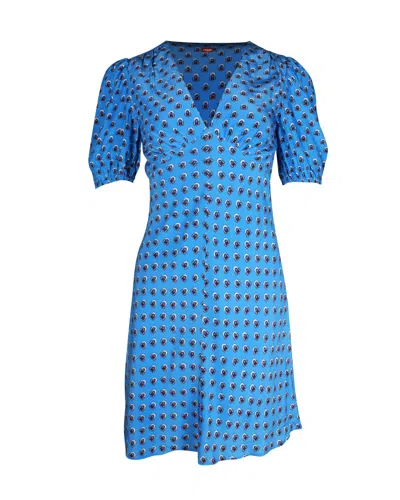 Staud Milla Floral Print Mini Dress In Blue Rayon