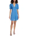 Staud Milla Floral Print Mini Dress In Blue Rayon In Blue