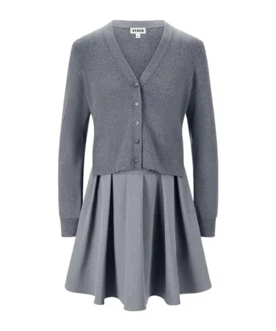 Staud Milo V-neck Midi Dress In Gray