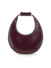 Staud Moon Mini Glossed-leather Tote In Red
