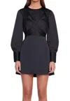 Staud Crosshill Satin Mini Dress In Black