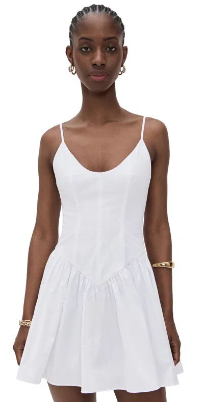 STAUD MINI DENA DRESS WHITE
