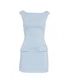 Staud Walker Mini Dress In Sky Micro Check