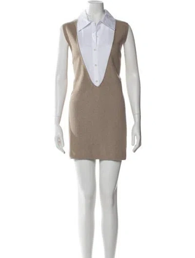 Pre-owned Staud Mini Dress W/ Tags In Neutral