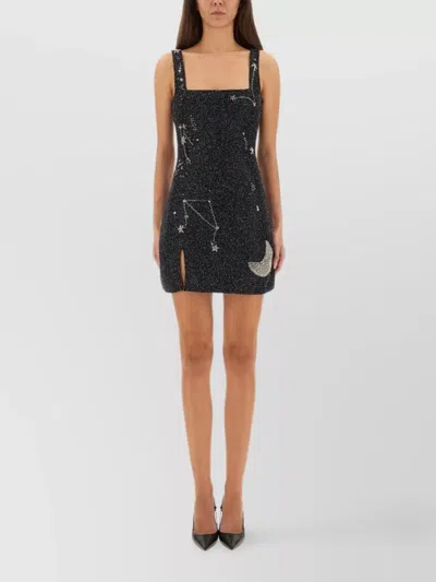 STAUD MINI DRESS WITH CONSTELLATION PATTERN AND SLIT