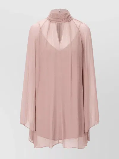 STAUD MINI DRESS WITH SHEER CHIFFON OVERLAY