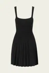 Staud Ellison Stitched-waist Sleeveless Knit Mini Dress In Black