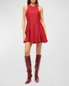 Staud Heike Sleeveless Wool-blend Mini Dress In Rouge