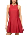 Staud Heike Sleeveless Wool-blend Mini Dress In Rouge