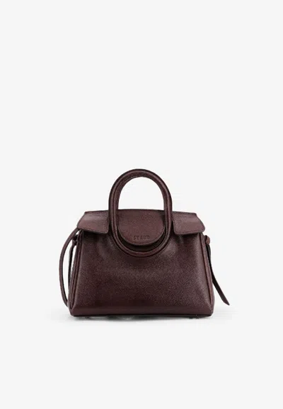 Staud Mini Maude Leather Top Handle Bag In Brown