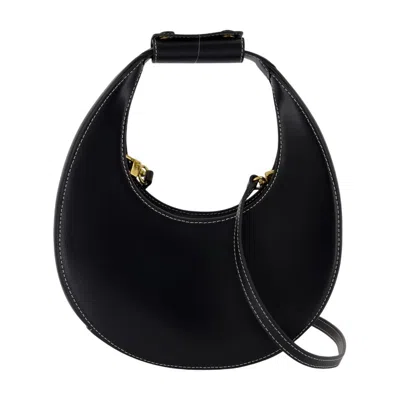 Staud Stitched Moon Shoulder Bag In Black