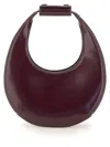 Staud Moon Mini Glossed-leather Tote In Purple