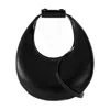 Staud Crescent Moon-shaped Mini Bag In Polished Black Leather In Black