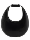 Staud Crescent Moon-shaped Mini Bag In Polished Black Leather In Black