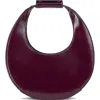 Staud Mini Moon Leather Top Handle Tote In Burgundy