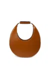 Staud Leather Handbag With Curved Shape And Handle In Brown