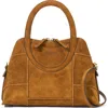 Staud Mini Naomi Suede Satchel In Brown