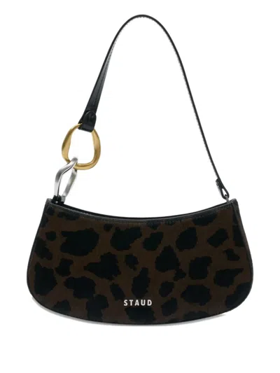 Staud Ollie Animal-print Calf Hair Shoulder Bag In Animal Print